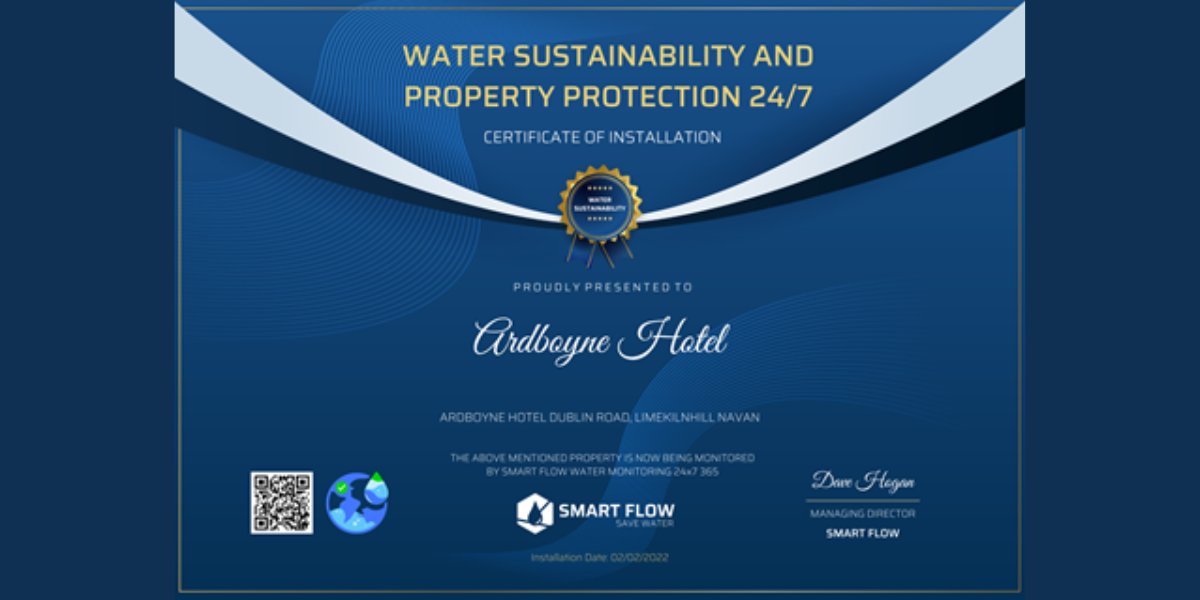 Ardboyne Hotel Achieves Water Sustainability Milestone with SMART FLOW Partnership